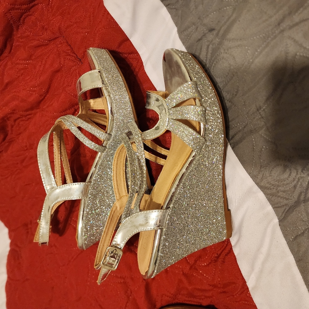 Silver glittering shoes